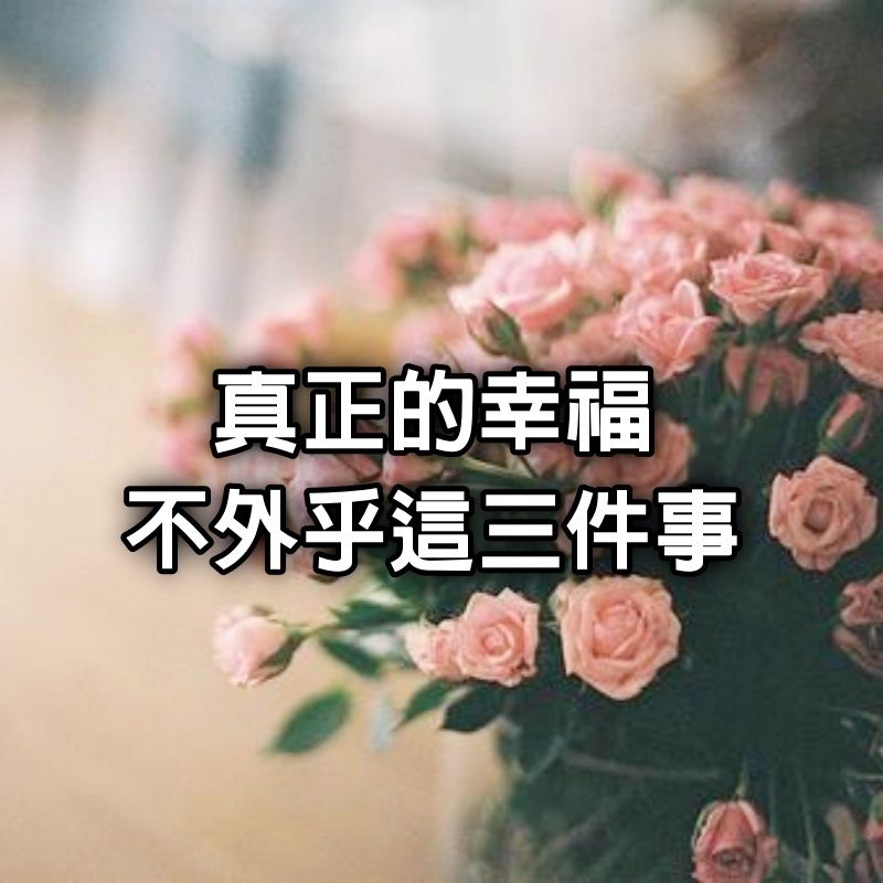 真正的幸福,不外乎這三件事