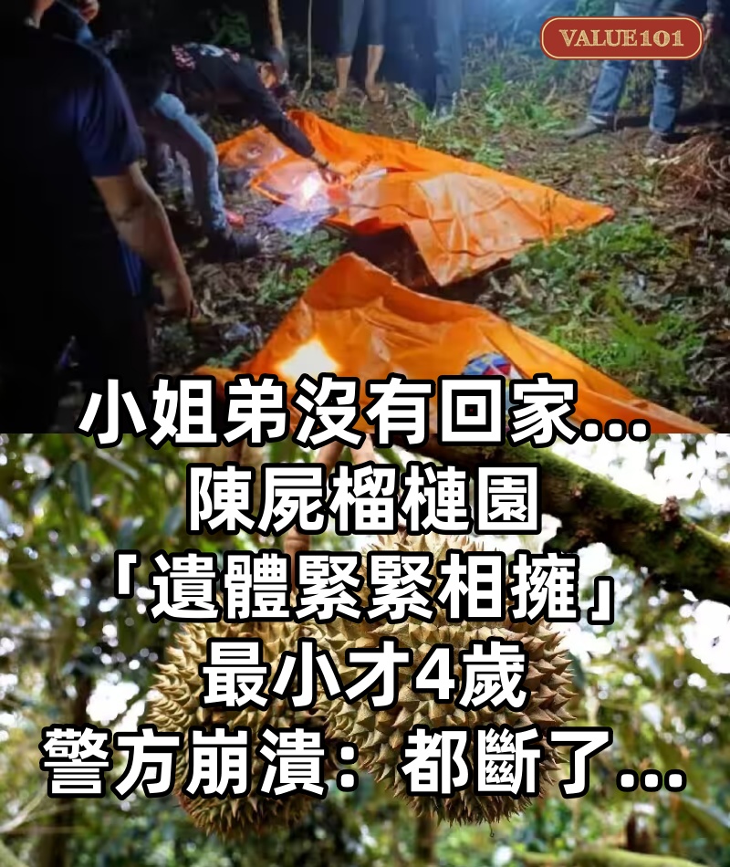 小姐弟沒有回家…陳屍榴槤園「遺體緊緊相擁」最小才4歲 警方崩潰:「都斷了...」